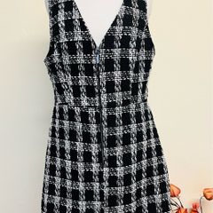 Penneys/ Primark Black/ White Tweed Pinafore Dress, Size UK 10, New without tags.
