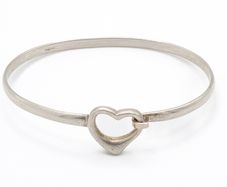 Vintage Signed Sterling Silver Heart Bangle