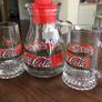 Coca Cola Glass Jug And Two Large And Rare Glasses Image 2