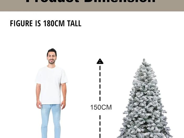 6Ft Snowy Flocked Artificial Christmas Tree, Yukon Pine Bushy Frosted Tree 550 Tips, Sturdy Metal Stand, Luxury Snow Covered Xmas Tree, Realistic Green Branches, Festive Home Christmas Decoration