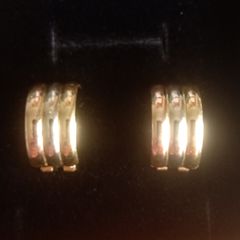 Vintage Italian 18ct tricolour gold half hoop earrings