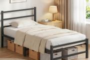 Single Bed Frame, 3ft All Metal Slats Support Platform Bed Frame