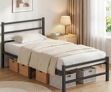 Single Bed Frame, 3ft All Metal Slats Support Platform Bed Frame