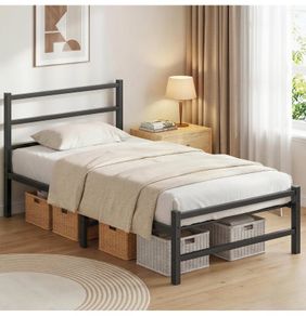 Single Bed Frame, 3ft All Metal Slats Support Platform Bed Frame