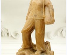 Vintage Chinese Soapstone Figure Cultural Revolution Woman Worker Handcarved