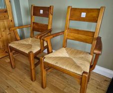 2 Solid Wood Chairs with Woven Seats