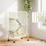 4-Level Rolling Small Animal Cage, Rabbit Cage with 3 Ramps, Water Bottle, Food Dish, 15cm Deep Tray, Beige Image 2