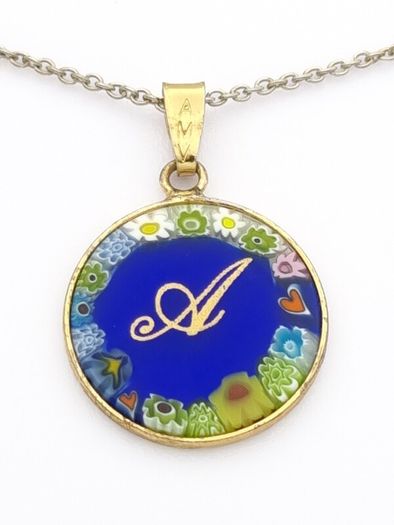 Italian Sterling Silver Millefiori Murano Glass Necklace