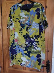 Floral Oriental print shift mini dress (free postage)