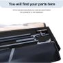 King Bed Frame, Black, Upholstered Wooden Slat Bed Frame with Headboard Image 6