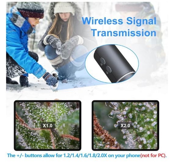 4K WiFi Microscope for iPhone Android PC, 50-1000X USB Digital Microscope Wireless Super HD Endoscope Camera Compatible with All Cellphones iPad Android Tablet Windows Mac