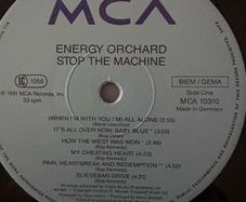 Energy Orchard - Stop The Machine. LP plays brilliantly but no cover. Hence a bargain. Fantastic Belfast band who should have been huge. Look them up on YouTube.