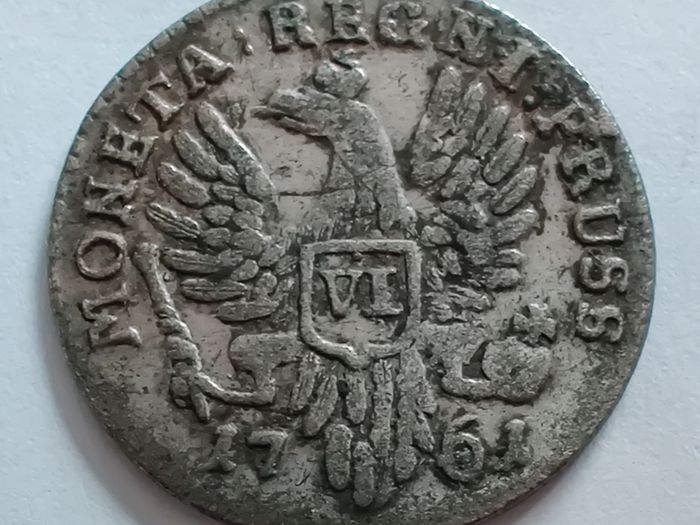 Russia: East Prussia.  Elizaveta 6 Groschen 1761. Rare Coin