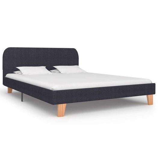 Bed Frame Dark Grey Fabric 135x190 cm