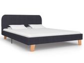 Bed Frame Dark Grey Fabric 135x190 cm
