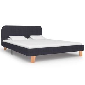 Bed Frame Dark Grey Fabric 135x190 cm