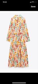 Zara Cotton Boho Print Midi Long Dress Size Large UK 12