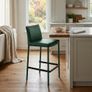Bar Stool Upholstered Premium PU Leather Counter Height Barstool, Assembled Metal Leg Bar Chair with Back, Breakfast Kitchen Stool, Green Image 8