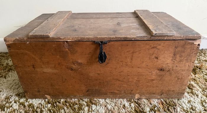 Antique Handmade Pitch Pine Campaign Chest