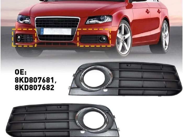 2 x Front Bumper Fog Light Lamp Cover Grill For Audi A4 SE B8 A4L 2009-2012 NEW