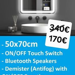 LED Bathroom Mirror Demister Antifog Bluetooth