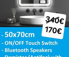 LED Bathroom Mirror Bluetooth Speakers Fog Free