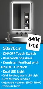 LED Bathroom Mirror Speakers Antifog