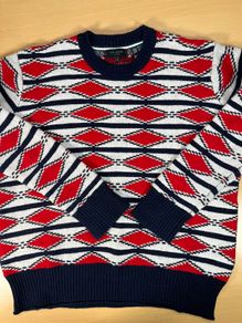 Ted Baker London Glenfer Jacquard Crewneck Sweater Red White Blue - Size 3 - M