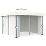 Gazebo with Curtain and String Lights 3x3 m Cream White Image 4