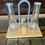 Vintage Bodum Oil Vinegar Salt Pepper Cruet Set by Georg Fontana Danish Beechwood with Aluminum 1990s Image 2