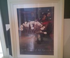 Beautiful picture of cream tulips in a large cream frame