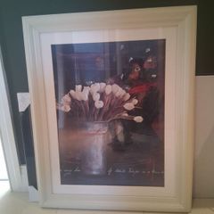 Beautiful picture of cream tulips in a large cream frame