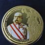 378 grams Kaiser Franz Joseph emperor of Austria-Hungary | Gold plated proof with Swarovski crystals Image 2