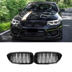 Gloss Black Dual Fin Slat Kidney Grille Grill For BMW 5 series G30 G31 M5 2017-2020