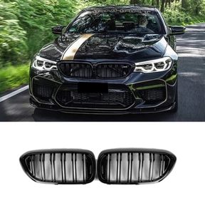 Gloss Black Dual Fin Slat Kidney Grille Grill For BMW 5 series G30 G31 M5 2017-2020