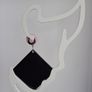 Neon Fuchsia Pink & Black Retro Vibe Earrings Image 5