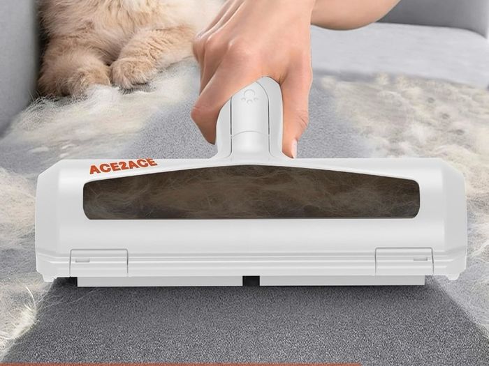 Pet Hair Remover Roller, Reusable Lint Roller with Visable Window, Dog Cat Hair Remover Brush, Surface Fur Removal Tool for Furniture, Couch, Carpet, and Bedding-Transparent