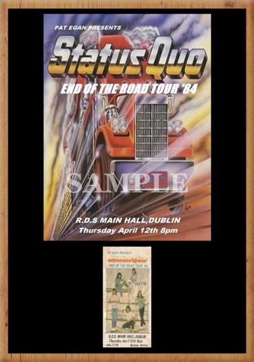 Status Quo concert poster + ticket R.D.S Dublin 1984 A3 size replica