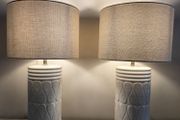 Embossed Ceramic Table Lamp x 2