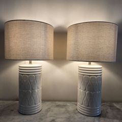 Embossed Ceramic Table Lamp x 2