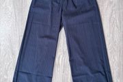 Stradivarius Navy Pinstripe Drawstring Wide Leg Trousers - new no tag