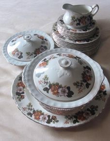 Large Vintage Royal Tudor Ware Rosina Dinner Service and Huge Vintage Royal Grafton Fragrance Fine Bone China Set