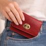 Premium Genuine Leather Wallet for Women Stylish Red Clutch Wallet with Button Closure Image 9