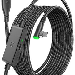 INIU 5M VR Link Cable with Separate Charging Port, USB 3.0 to USB C Cable for Meta Quest 3s 3 2 1 Quest Pro, Pico 4, Steam VR, Gaming PC, High Speed Data Transfer for Virtual Reality Headset - Black