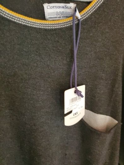 Cotton & Silk C&S Men's Jumper  New With Tags Dark Grey