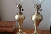 Antique  pair of Brass French oil lamps