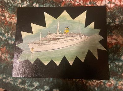 painting oil signed boat free postage