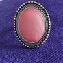 Vintage ring with mother-of-pearl coral cabochon. Image 9