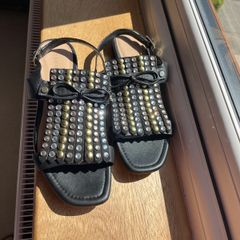 Sandals- Black leather flats by Bruno Premi
