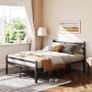 4ft6 Double Bed Frame with Headboard, Black Metal Bed Frame with Storage Image 5
